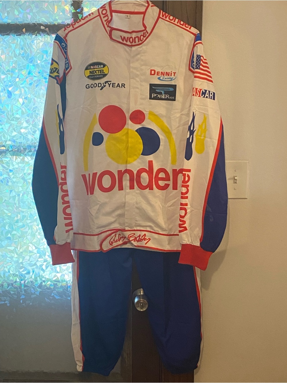 Kids Racing Halloween costume Set in White, Red & Blue